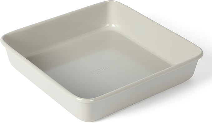 Martha Stewart Gallen 9 Inch Square Nonstick Carbon Steel Cake Pan – Cool Grey, Durable Bakeware for Even Baking and Easy Release