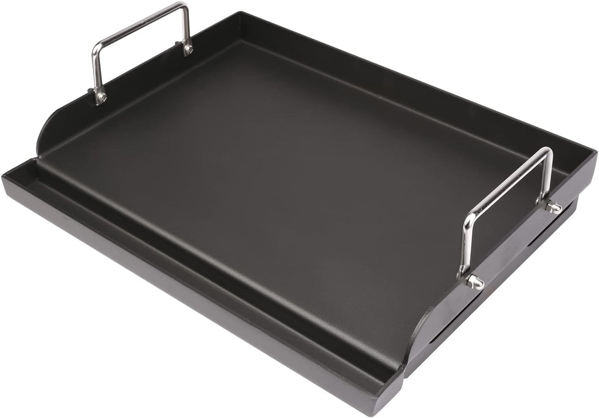 Utheer 17" x 13" Nonstick Coating Cooking Griddle for Gas Grill, Universal Griddle Flat Top Plate Insert with Grease Groove and Removable Handles for Charcoal/Gas Grills, Camping, Tailgating, Parties