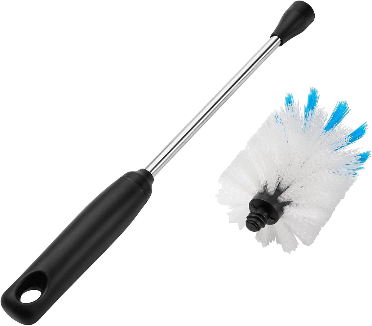 Stainless Steel Bottle Brush with Replaceable Head, 2 Pack Long Handle Scrubbing Brush for Water Bottles, Glasswares, Mugs, Flasks, Tumblers, Vases, and Kitchen Sink, 13 in