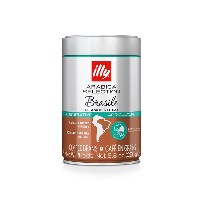illy Arabica Selections Brasile - Cerrado Mineiro Whole Bean Coffee, Regenerative Agriculture Coffee, 8.8oz (Pack of 1)