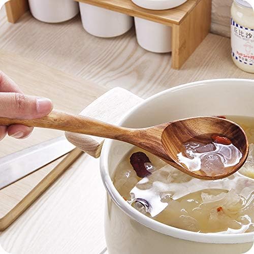 7 Pcs Acacia Wood Cooking Utensils Set Large Wooden Spoons for Cooking Spatula Salad Mixing Spoon Non Toxic Utensil for Kitchen Use Spatulas Non Stick Turner Slotted Serving Spoon Kitchen Utensils