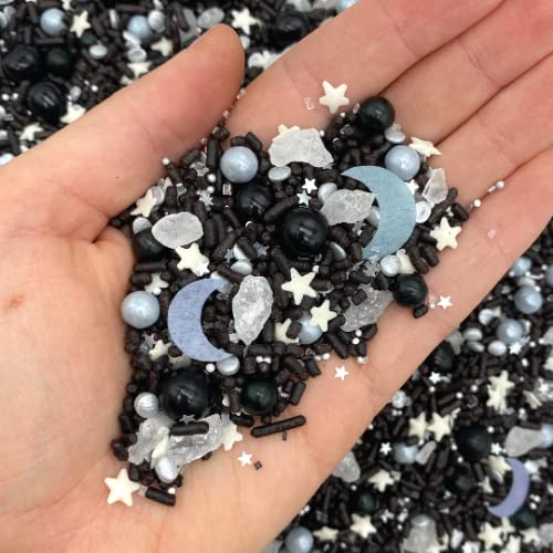 Moon Child Sprinkle Mix by Simply Sucré | Gothic | Star & Galaxy Edible Sprinkles | Bulk Sizes: 4 oz, 8 oz, 16 oz (8 oz jar)