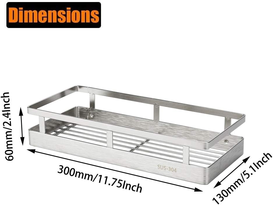 2PCS Kitchen Spice Rack, SUS304 Stainless steel Wall Mount Storage Rack, Seasoning Container, 11.8Inch Spice Organizer, Kitchen Seasoning Hanging Rack, Bathroom Shelf for Storing Toiletries
