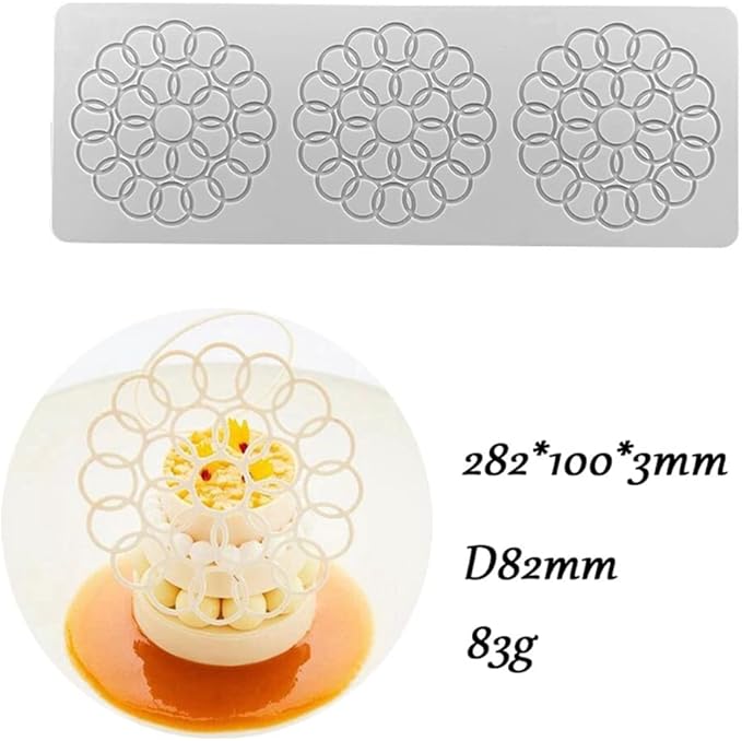 3D Hollow Leaf Fondant Lace Mold Multi Leaves Flower Candy Mold Chocolate Sugar Craft Cake Decoration Cupcake Top (D Bubble Circle_11.28 * 4 * 0.12inch)