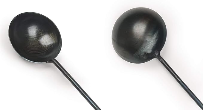 ZhenSanHuan Chinese Traditional HandMade Iron Spatula & Ladle Wok Tool Set,Long wok utensils (Ladle and Spatula Set)