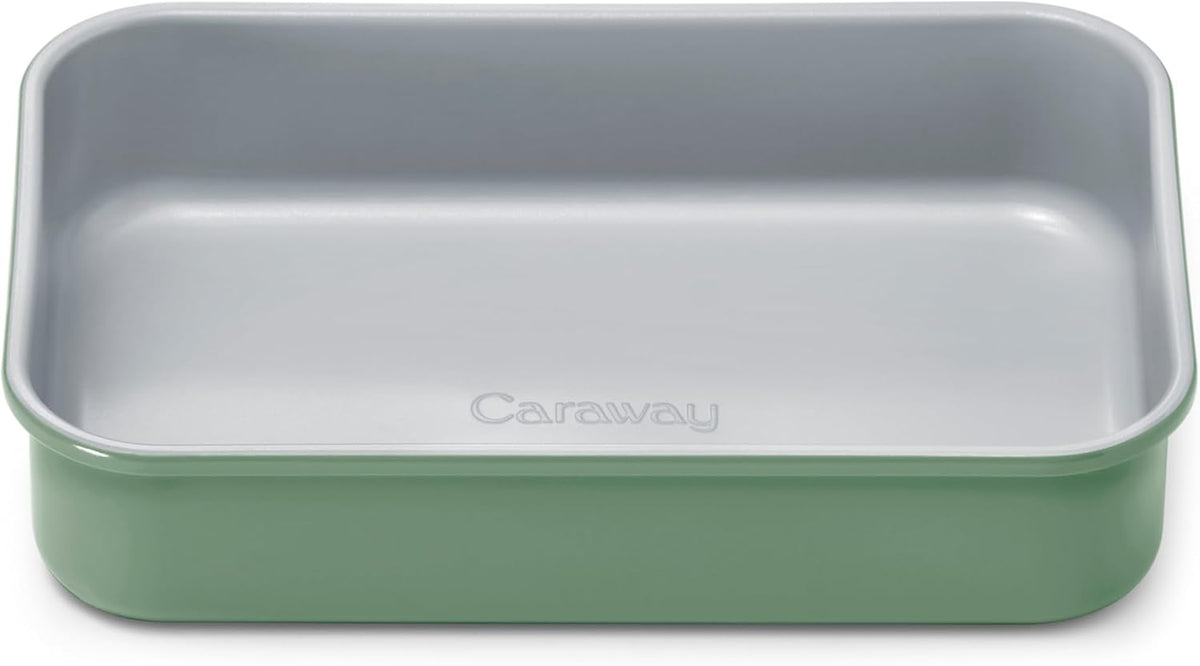 Caraway Nonstick 9” x 6.5” Small Rectangle Baking Pan – Non-Toxic, PTFE & PFOA Free – Aluminized Steel Core – Deep Ceramic Baking Pan for Casseroles, Lasagna & More - Sage