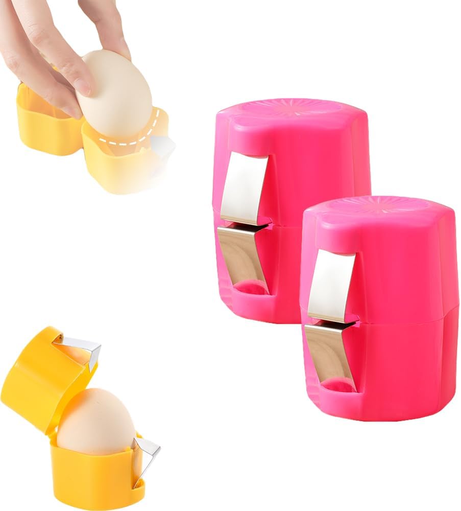 2026 New Egg opener, Egg Shell Separator for Raw Eggs Gadgets Cracker Tool, Upgrade Stainless Steel Egg Cutter Egg Cracker Tool Multifunctional Egg Cutter Multipack (2, Pink)