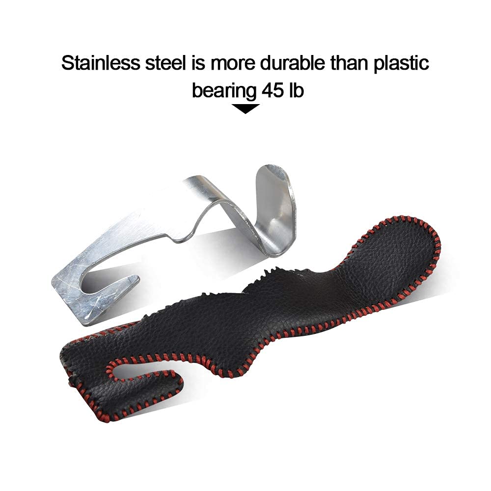 2 Pack Car Headrest Hooks, Microfiber Leather & Alloy Purse Hook Holds 45lb