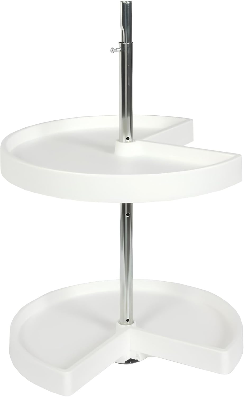 Knape & Vogt Plastic Lazy Susan Organizer, 2-Tier Lazy Susan for Cabinet, Kidney-Shaped 18-Inch Polymer 360º Turntable, White