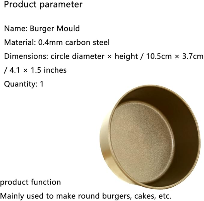 Round Metal Baking Mold,set Fixed Bottom Non Stick Cake Baking Supplies,for Egg Tart Hamburger Bun Oven Kitchen Bakery Molds (Color : Gold, Size : 5 pieces4.1×1.5inch)