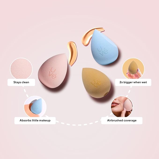 PURE Halo Makeup Blender Sponge, Streak Free Application of Liquid, Powder & Cream Foundation, Professional Complexion Blending Tool, Cruelty Free, Vegan, Latex Free