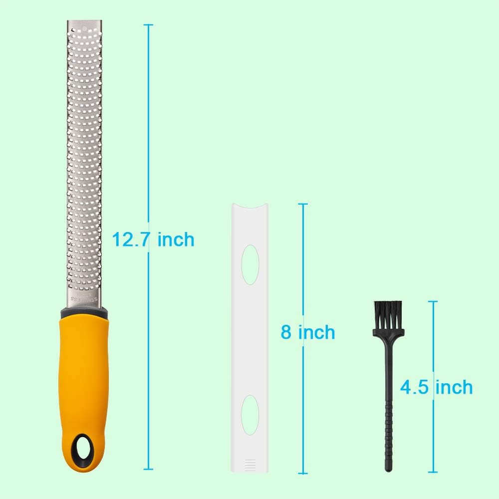 Lemon Zester, Hand Cheese Grater, Zester Grater with Handle, with Razor-Sharp Stainless Steel Blade, Protective Cover and Cleaning brush, Dishwasher Safe, by NSpring