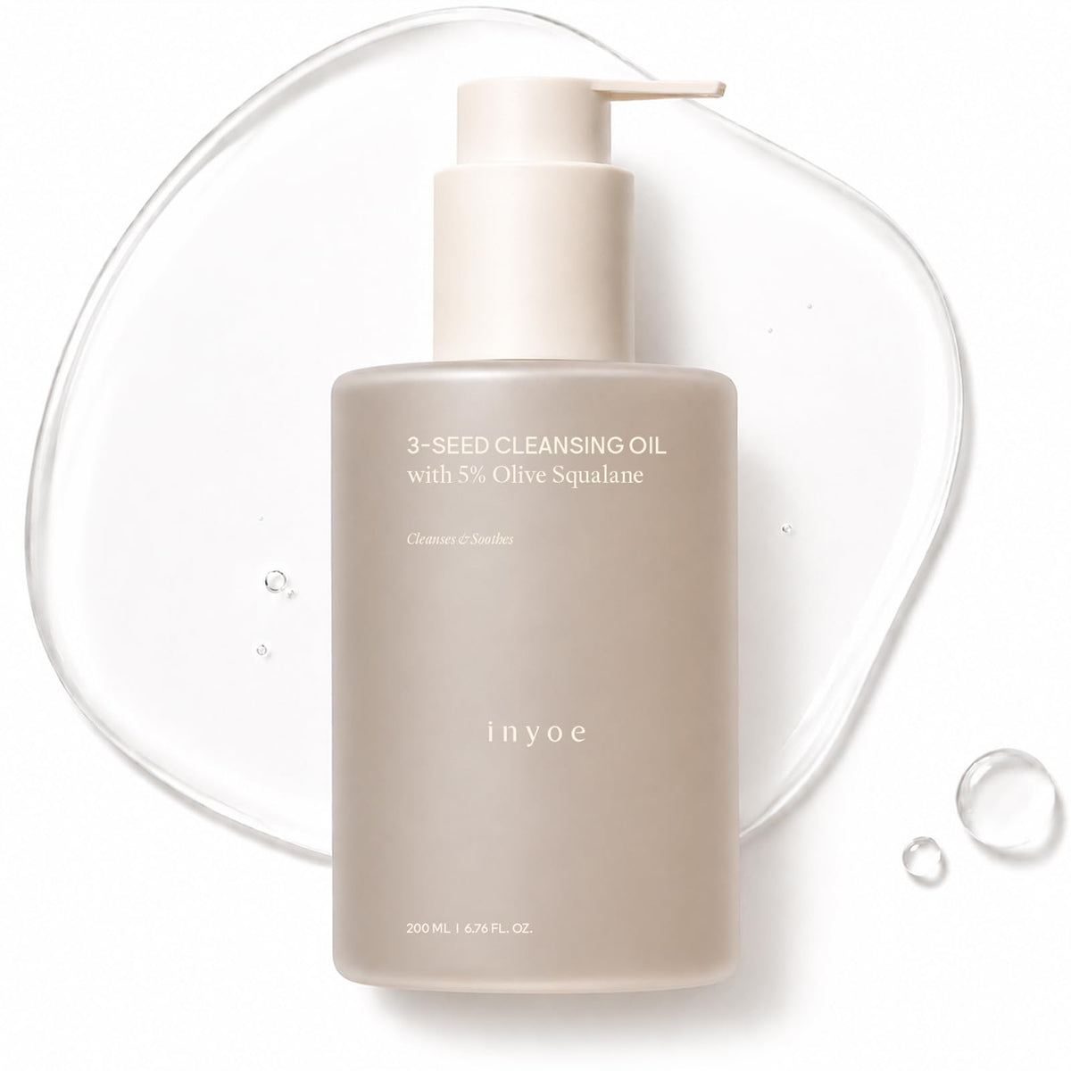 inyoe 3-Seed Cleansing Oil with 5% Olive Squalane, 6.76 fl oz
