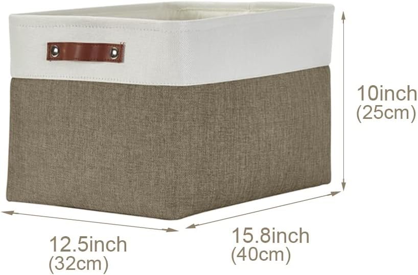 DECOMOMO Storage Baskets for Shelves - Fabric Storage Bins, Linen Closet Organizers and Storage (Brown & White, XL - 3 Pack)