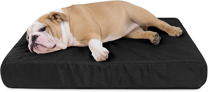 K9 Ballistics Tough Ripstop Orthopedic Rectangle Dog Bed Removable Washable Cover, Solid Orthopedic Foam for Size M Medium Dogs 33"x27", Obsidian Black