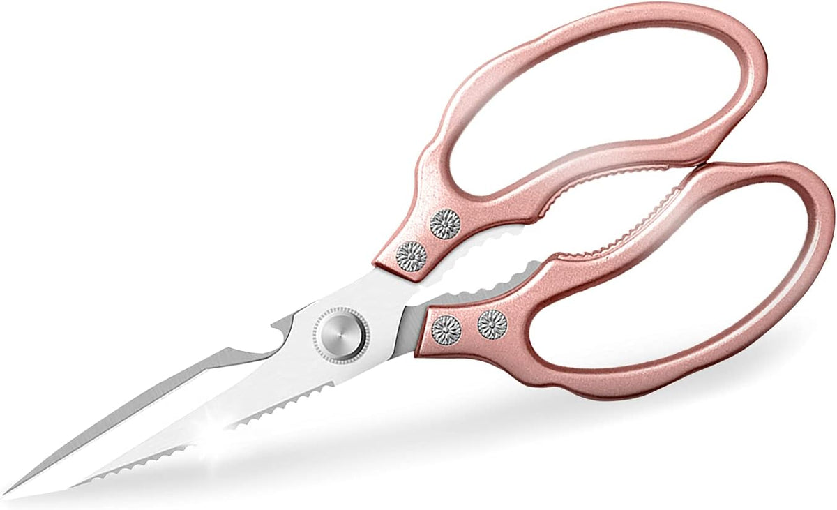 Kitchen Scissors, Heavy Duty Sharp Kitchen Shears Dishwasher Safe, Kitchen Accessories Cooking Shears for Kitchen Meat Chicken Fish Poultry Herb Bread (Rose gold)