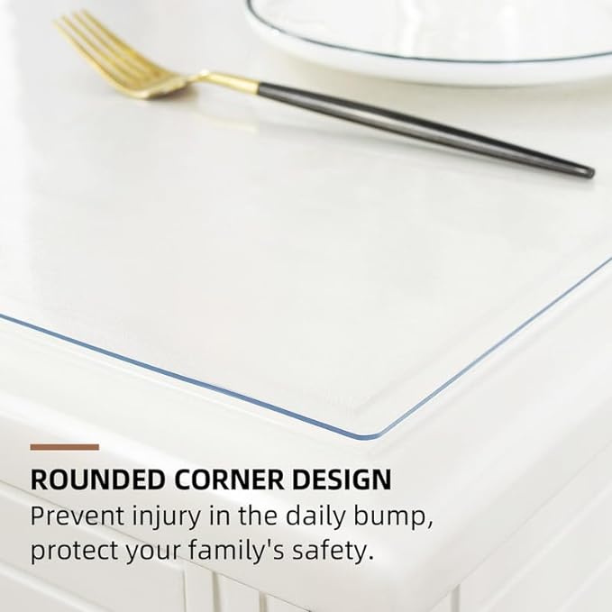 Warmstar Clear Table Cover Protector 43 x 95 Inch,1.5mm Thick Plastic Table Cover Rectangle,PVC Clear Table Protector ，Desk Protector Mat for Kitchen, Dresser, Writing Desk，Dining Room Table