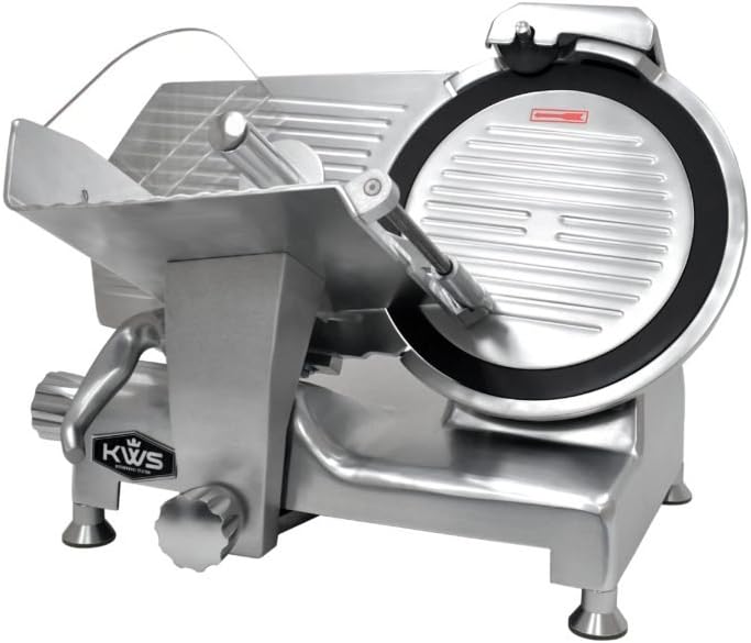 KWS Metal Collection 420W 12-Inch Meat Slicer MS-12DT Anodized Aluminum Base with Teflon Blade + Blade Removal Tool, Frozen Meat/Cheese/Food Slicer Quiet [ ETL, NSF Certified ]