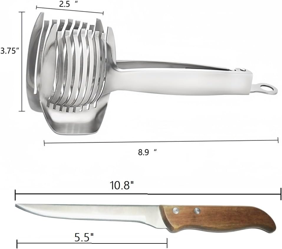 Tomato Lemon Slicer with Tomato Knife Set,Handheld Even Slicing Guide Cutter Tools,for Round Fruit and Veggies, Multi Kitchen Cutting Gadgets