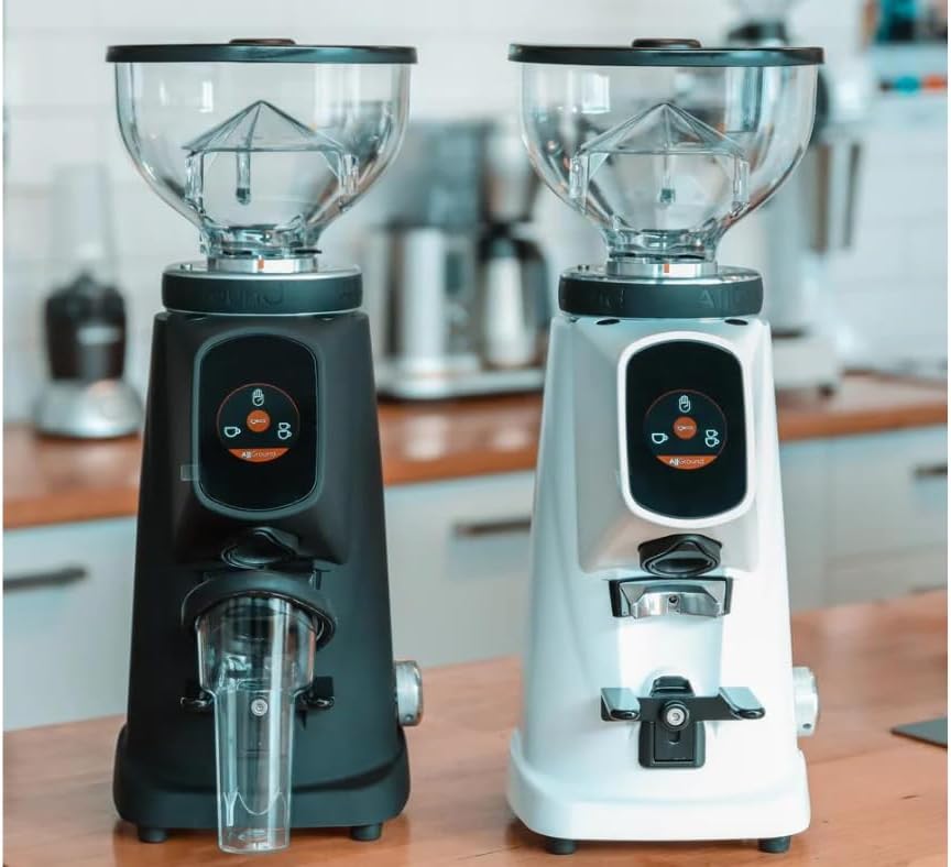 All Ground Burr Grinder/Coffee Grinder for Home/Burr Coffee Ginder/Electric Coffee Ginder/Coffee Bean Grinder - 64mm flat burrs with Container - Made in Italy (BLACK)