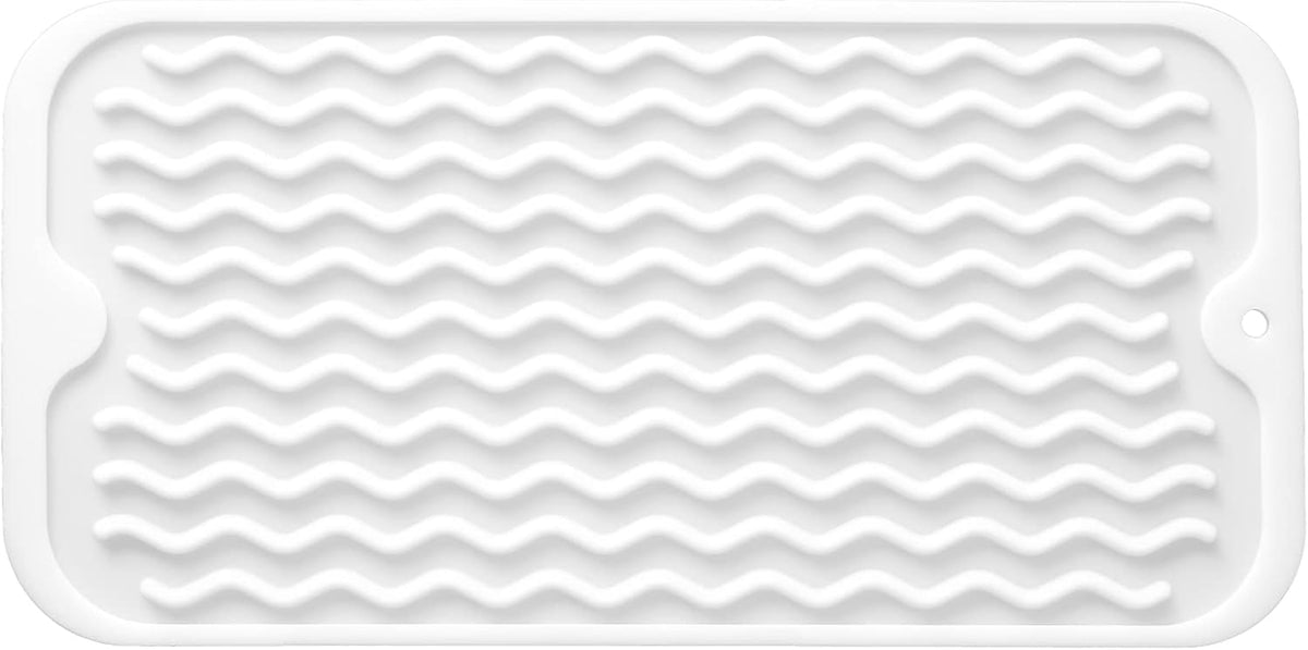 Silicone Dish Drying Mat for Multiple Usage,Easy clean,Eco-friendly,Heat-resistant Silicone Mat for Kitchen Counter or Sink,Refrigerator or Drawer Liner White S 12 inches x 6 inches