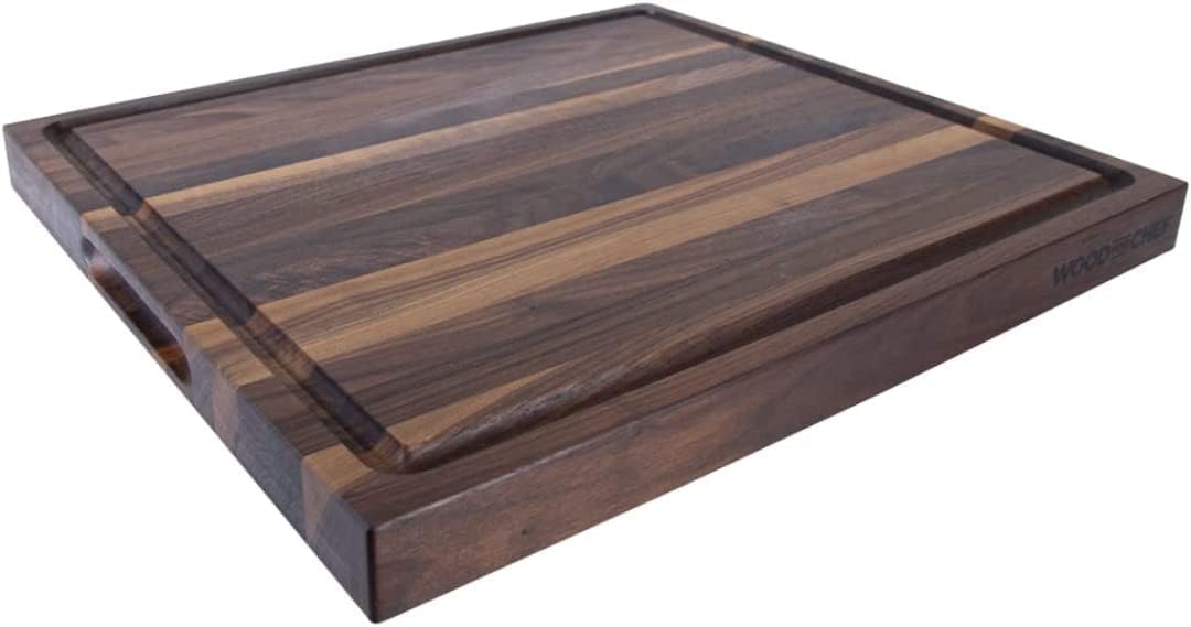 Extra Large XL Cutting Board from American Walnut - Heavy Reversible Butcher Block with Juice Groove for Cutting Meat and Juicy Veggies Easily - Walnut Chopping Board - 24x18x1.5"