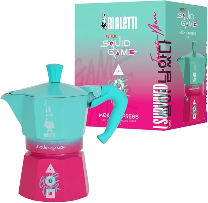 Bialetti Moka Express Squid Game©: Iconic Stovetop Espresso Maker, Moka Pot, Italian Coffee Maker, 3 Espresso Shots (4.3 oz - 130 ml), Aluminum