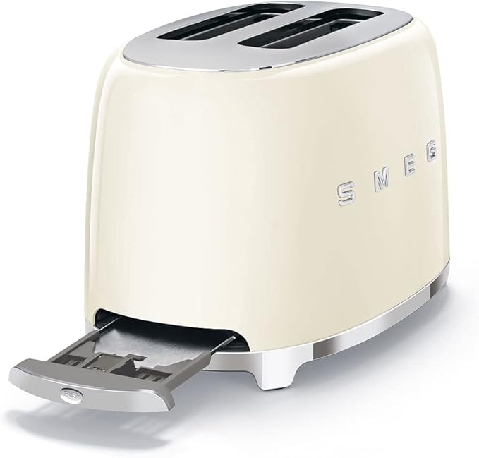 SMEG 2 Slice Toaster with 6 Presets and Defrost Function and Removable Crumb Tray (Cream)