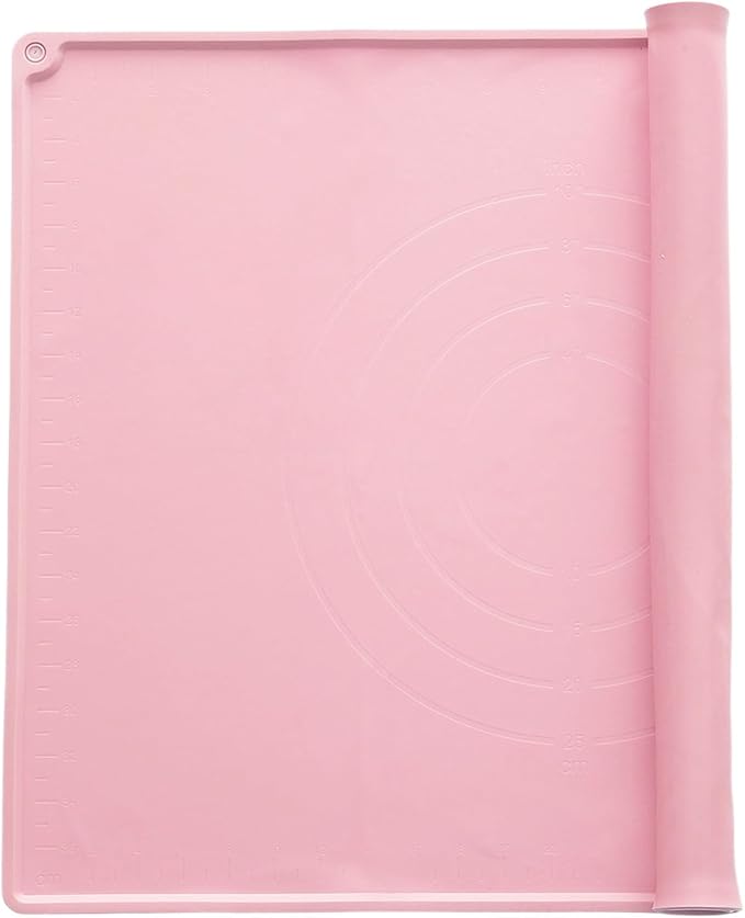uxcell Silicone Pastry Mat, 19.7" x 15.8" Silicone Baking Mat with Measurements, Non-Stick Dough Rolling Mat for Making Pastry Cookies Bread Pizza Pink