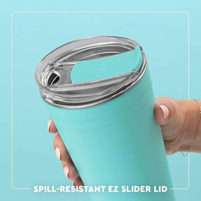 Swig Life 24oz Party Cup, Stackable Insulated Travel Coffee Tumbler with EZ Slider Lid, Cup Holder Friendly, Stainless Steel 24 oz Tumbler, Reusable Coffee Mug (Granny Squares)