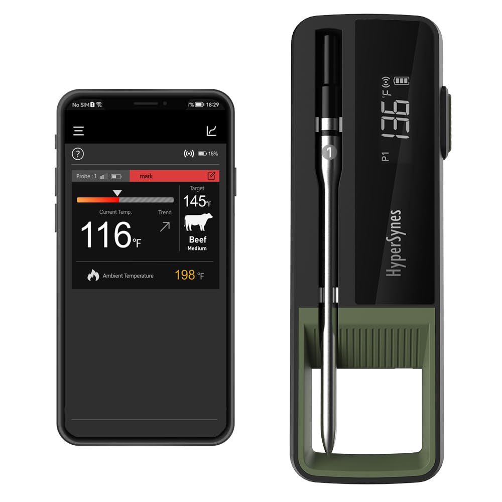 Wireless Meat Thermometer for Grilling – Bluetooth 5.2 Smart Cooking Thermometer with App, Rechargeable, 304 Stainless Steel, Long Range, Food-Grade for Oven, Smoker, BBQ