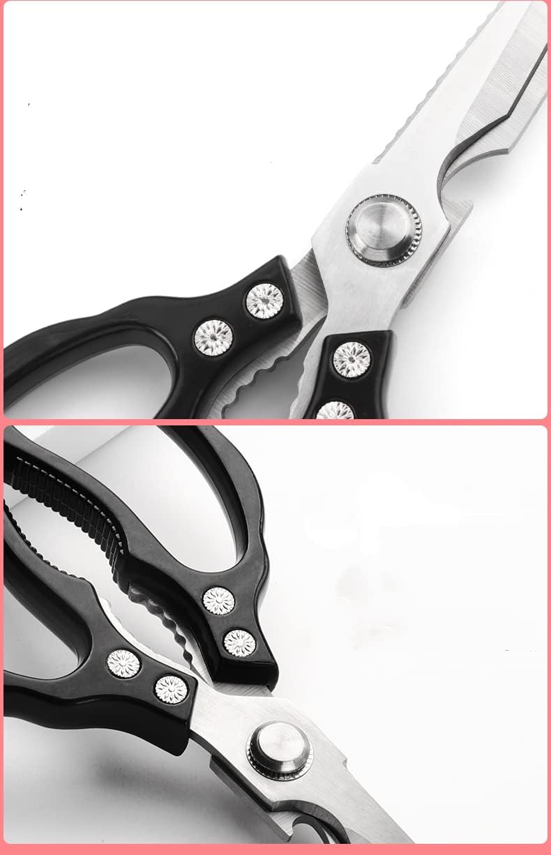 Heavy Duty Sharp Kitchen Scissors, Dishwasher Safe, Cooking Shears for Meat, Chicken, Fish, Poultry, Herb, Bread (Black)