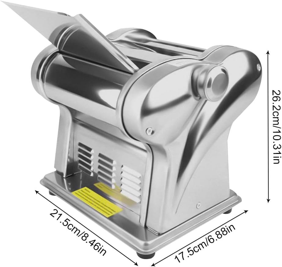 135W Electric Pasta Maker, Pasta Maker 8-Speed Adjustment, Stainless Steel, Pasta Machine one-Touch Start Make Dough Sheets, Dumpling Skins, Wonton Skins, Pancakes