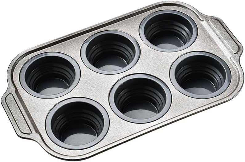 Silicone Muffin Pan with Metal Frame, Egg Bite Maker Silicone Molds for Baking, Cupcake Pans 12 Regular Size, Muffin Tins Easy to Pop Nonstick Non Toxic Bakeware for Oven (Gray-6)
