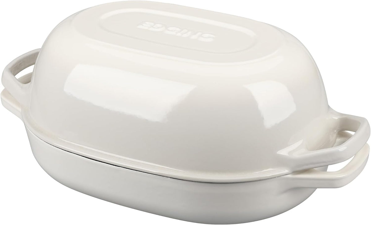 Enameled Cast Iron Dutch Oven Pot with Lid, Oval Dutch Oven for Bread Baking, Bread Oven for Homemade Sourdough Bread Baking, 7qt, White