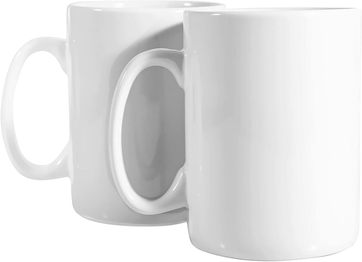 30oz Super Large Ceramic Coffee Mugs Large Handles Set of 2 (White)