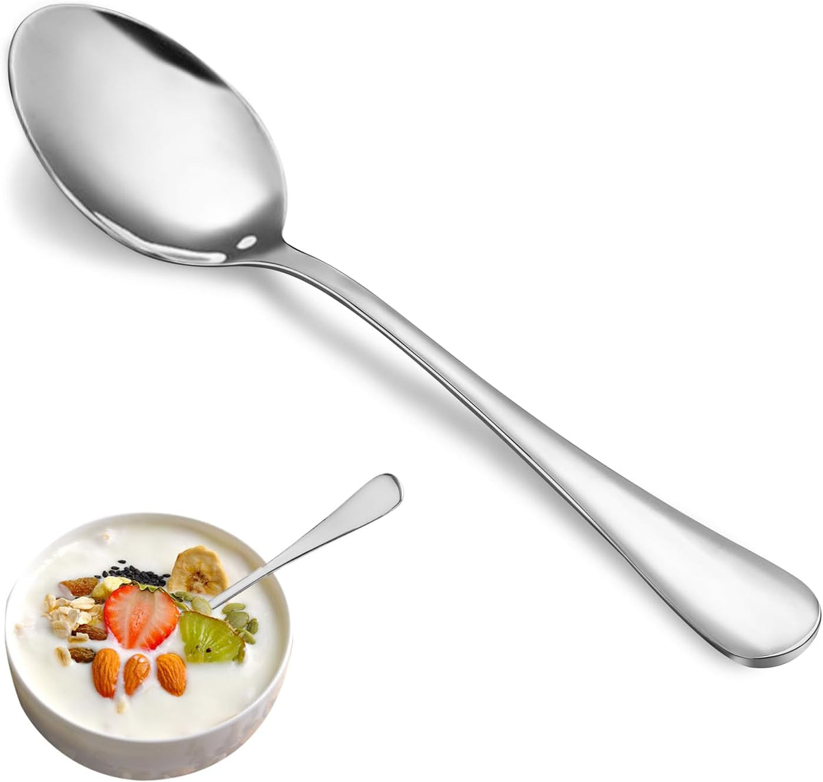 24 Pcs Teaspoons Set, Food Grade Stainless Steel Tea Spoons, Durable Small Spoons, Metal Dessert Spoon, Spoon Silverware for Home, Kitchen or Restaurant, Mirror Polished & Dishwasher Safe, 6.7-Inch
