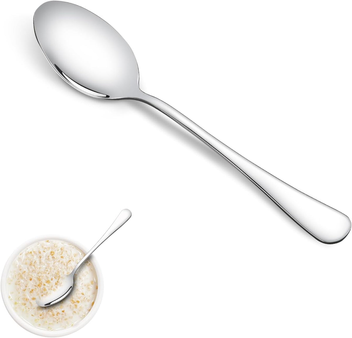 24 Pcs Dinner Spoons Set 7.32" Premium Food Grade Stainless Steel Spoons Mirror Finish & Dishwasher Safe,Use for Home,Restaurant
