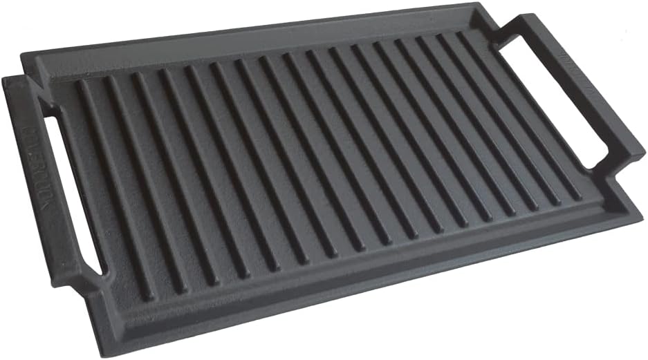 COVERCOOK Griddle Pan, Cast Iron Grill Hot Plate, Rectangular Grill, 2 handles with Ridged Surface for Induction Electric Cooktop，16 x 9inch