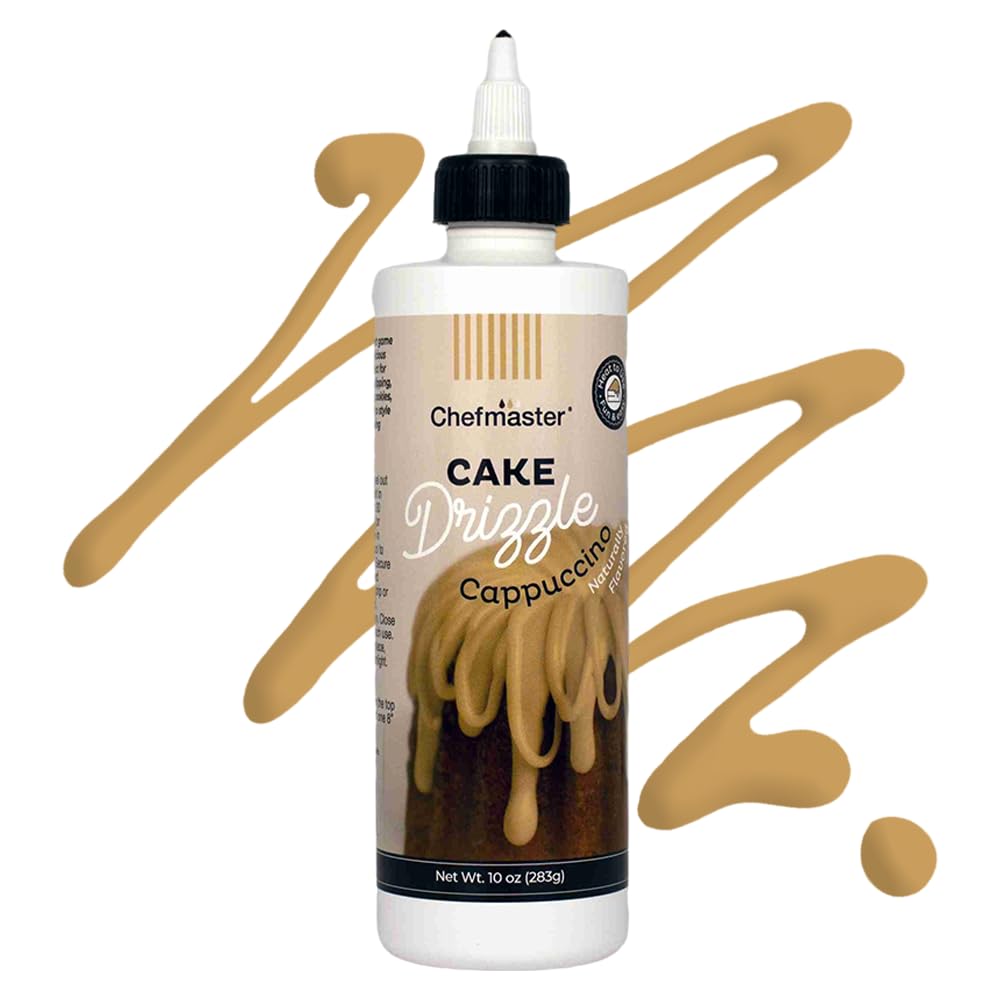 Cappuccino-Flavored Cake Drizzle by Chefmaster, Edible Cake Drip Frosting for Decorating, Drip for Cakes, Cupcakes, Cookies, Donuts, 10 oz