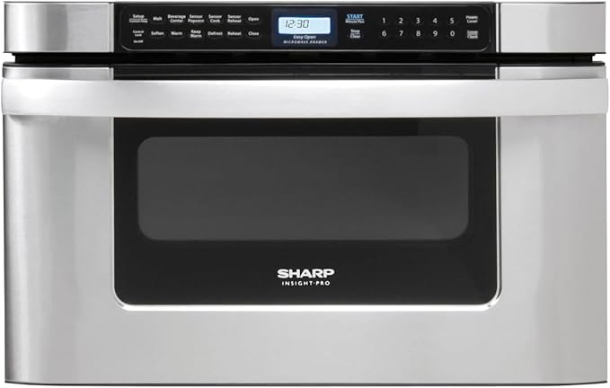 SHARP KB6524PSY Microwave Drawer Oven, 24-inch, 1.2 Cubic Feet, 950 Watt, Angled Touch Control Panel, Stainless Steel