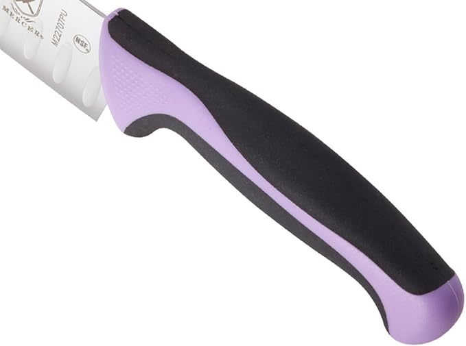 Mercer Culinary Millennia Color Handle Cutlery 7" Santoku Knife (Granton Edge) Purple