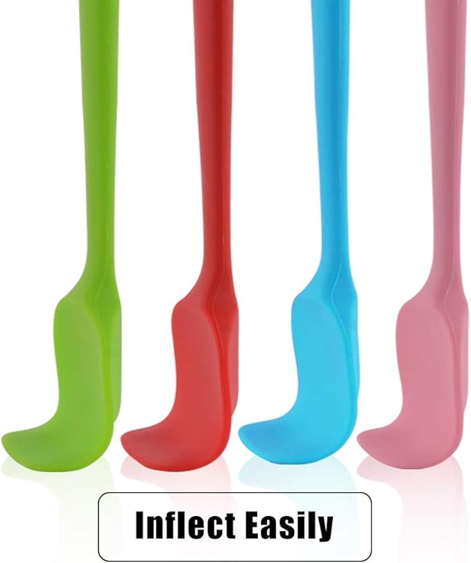 Silicone Spatulas, 10.6 inch Rubber Spoon Spatula Heat Resistant One Piece Design Seamless Non-Stick Spoonulas Flexible Scrapers Baking Mixing Tool (4 Pcs)