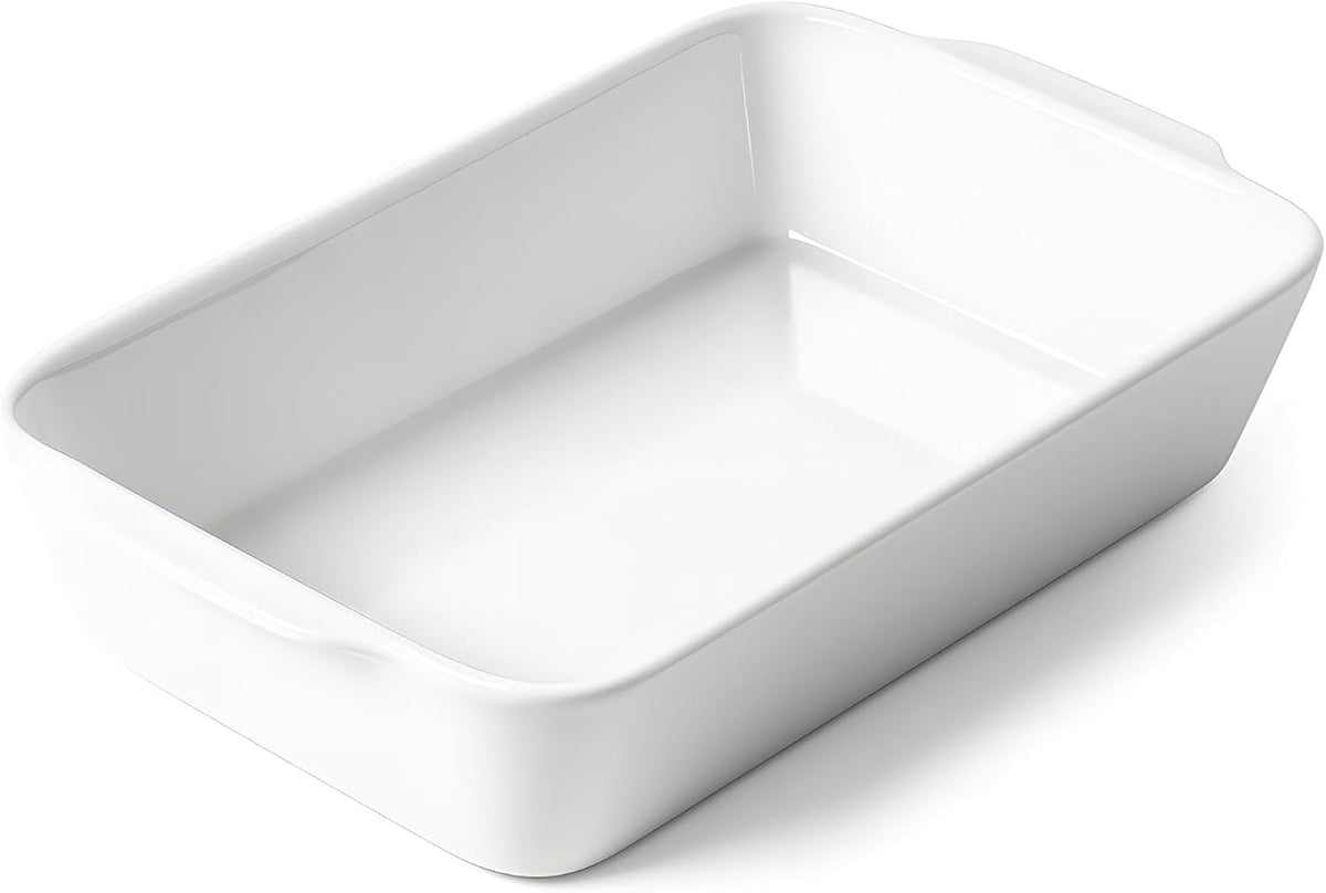 1.2 QT White Casserole Dish,Small Ceramic Baking Dish, Lasagna Pan for Oven, Bakeware for Baking, Kitchen Decor, Microwave Oven Safe, Dinner Party (5.9" x 10.2")