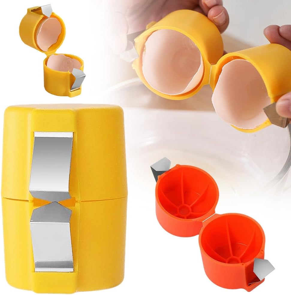 2025 Premium Egg Shell Opener, Egg Shell Cutter Eggs Shell Separator for Raw Eggs, Multifunctional Egg Cutter Egg Cracker Separator for Home Kitchen Gadgets (Yellow)