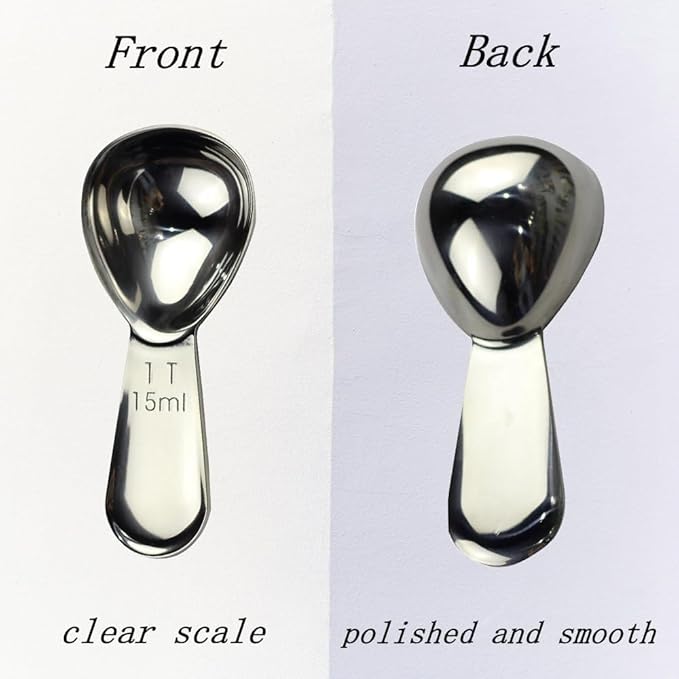 CoaGu 2-Pack Mini Coffee Scoops 15ml - Short Handle Stainless Steel Spoons for Coffee, Baking & Supplements, Non-Slip Grip | Fits Espresso Bags & Spice Containers