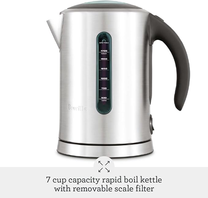 Breville BKE700BSS Soft Top Pure Hot Water Kettle, 7 Cup, Brushed Stainless Steel