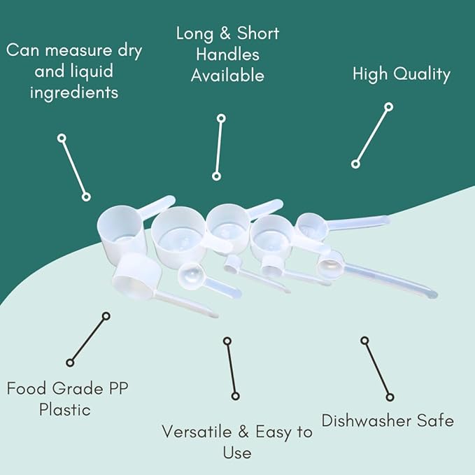 2 Teaspoon (2/3 Tablespoon | 10 mL) Long Handle Rounded Scoop for Measuring Coffee, Pet Food, Grains, Protein, Spices and Other Dry Goods (Pack of 10)