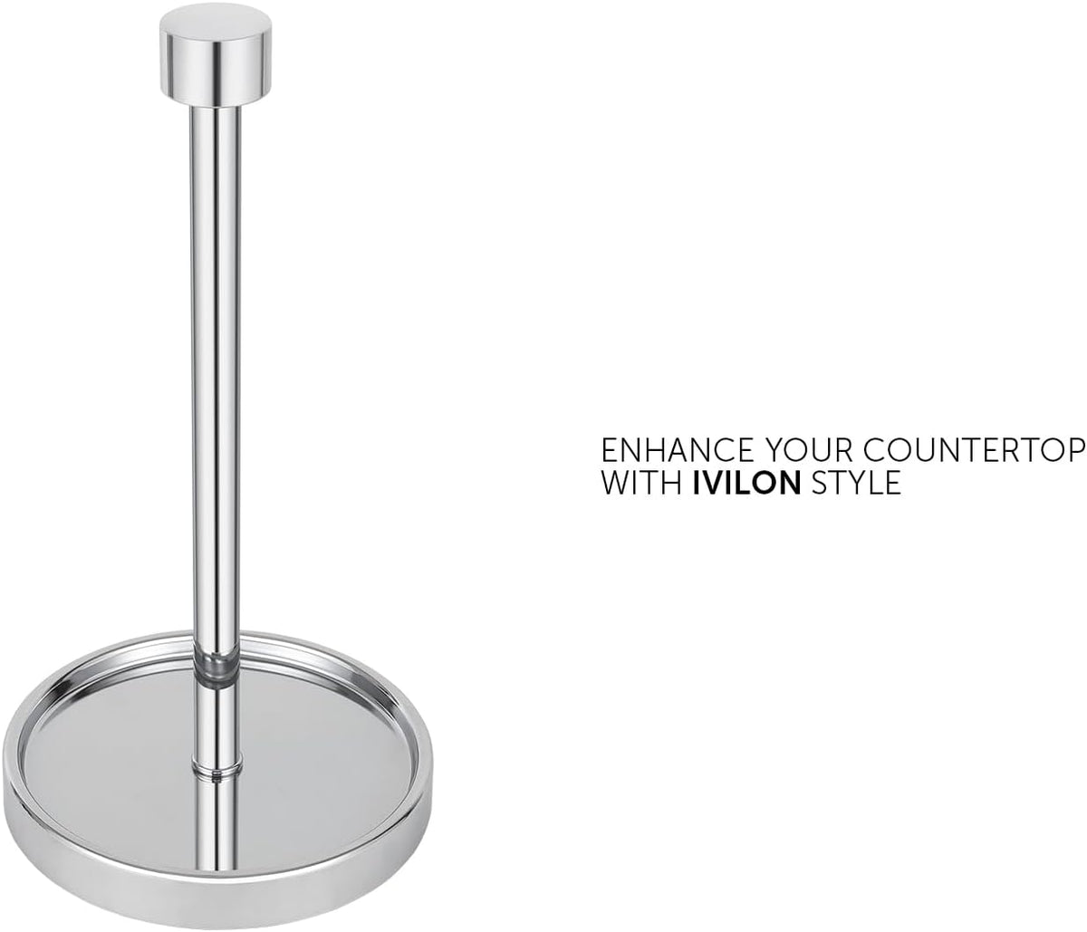 Ivilon Countertop Paper Towel Holder - Modern End Cap Minimalist Design - Color Chrome