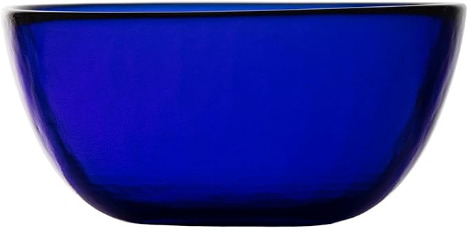 FORTESSA Los Cabos Tableware, 16-Piece Glass Dinnerware Set with 4 Dinner Plates, 4 Salad Plates, 4 Coupe Bowls and 4 Cereal Bowls, Dishwasher-Safe Glass Plate Set, Cobalt Blue